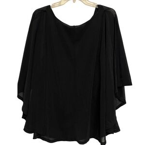 Jennifer Lopez black oversized XL top with semi sheer overlay
